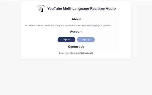 YouTube Multi Language Realtime Audio  from Chrome web store to be run with OffiDocs Chromium online