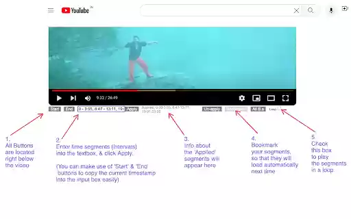 YouTube Parts Looper  Bookmarker  from Chrome web store to be run with OffiDocs Chromium online
