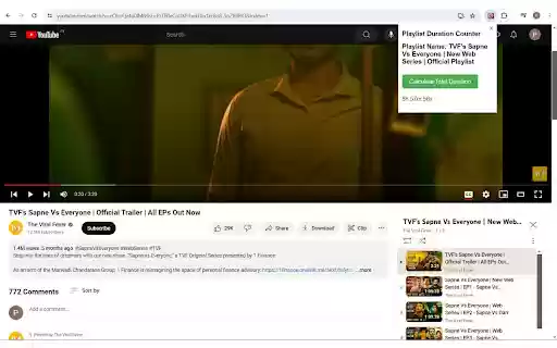 YouTube Playlist Duration Counter  from Chrome web store to be run with OffiDocs Chromium online