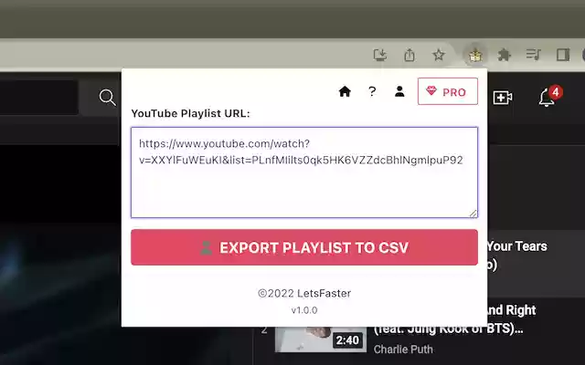 Youtube Playlist Exporter  from Chrome web store to be run with OffiDocs Chromium online