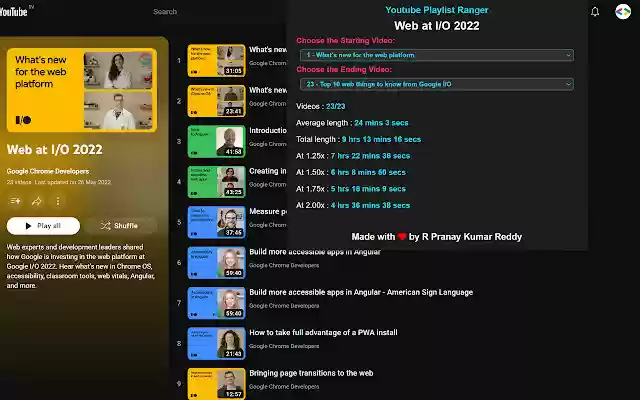 Youtube Playlist Ranger from Chrome web store to be run with OffiDocs Chromium online Youtube Playlist Ranger from Chrome web store to be run with OffiDocs Chromium online