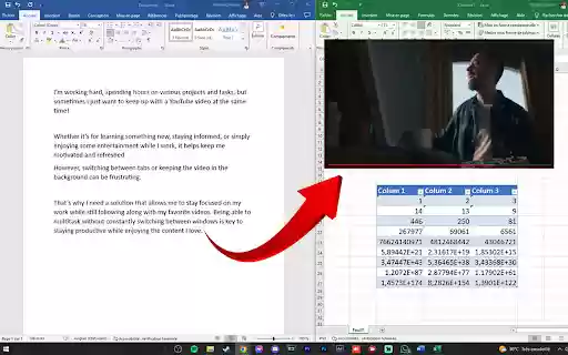 Youtube plus (floating player, screenshot, cinema mode)  from Chrome web store to be run with OffiDocs Chromium online