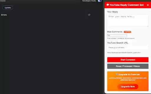 YouTubeReply Comment Bot  from Chrome web store to be run with OffiDocs Chromium online