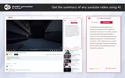 Youtube Summary With ChatGPT  from Chrome web store to be run with OffiDocs Chromium online