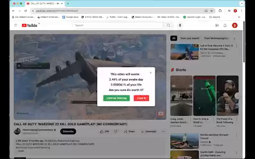 YouTube Time Warning  from Chrome web store to be run with OffiDocs Chromium online