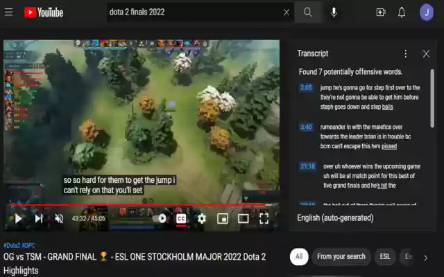 Youtube Transcript Content Filter  from Chrome web store to be run with OffiDocs Chromium online