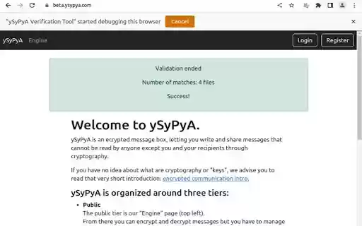 ySyPyA Verification Tool from Chrome web store to be run with OffiDocs Chromium online ySyPyA Verification Tool from Chrome web store to be run with OffiDocs Chromium online