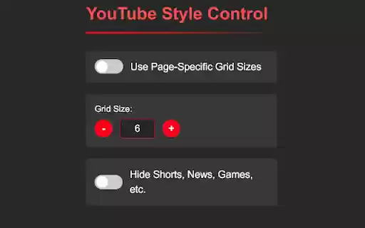 YT Grid Control  from Chrome web store to be run with OffiDocs Chromium online