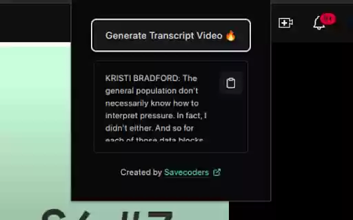 YTranscripts Extension  from Chrome web store to be run with OffiDocs Chromium online
