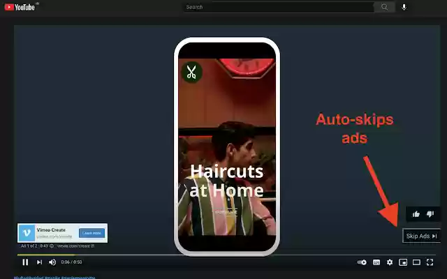 YT Skip Ads  from Chrome web store to be run with OffiDocs Chromium online