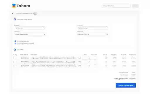 Zahara Shopping basket extractor  from Chrome web store to be run with OffiDocs Chromium online