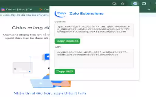 Zalo cookies  from Chrome web store to be run with OffiDocs Chromium online