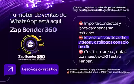 ZapSender360  from Chrome web store to be run with OffiDocs Chromium online