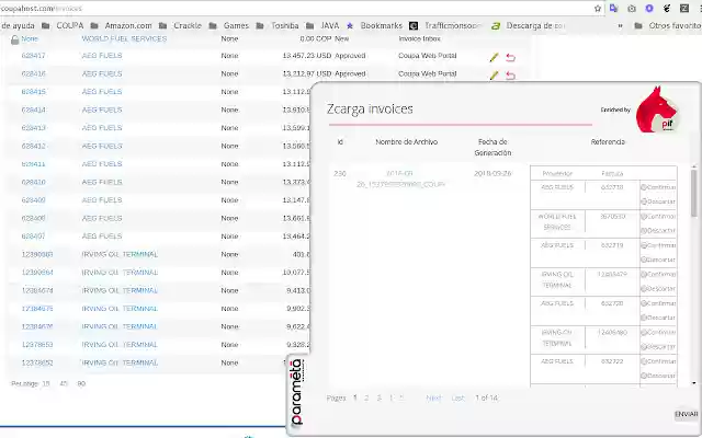 Zcarga_invoices plugin Producción  from Chrome web store to be run with OffiDocs Chromium online