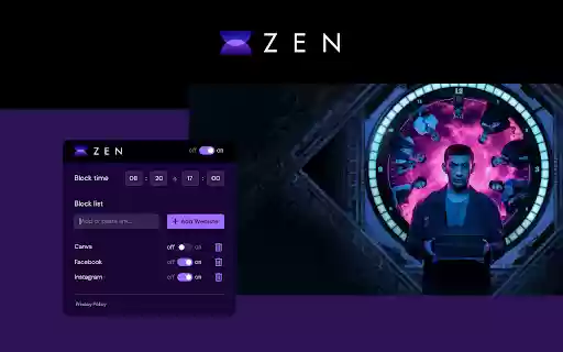 Zen Focus  Block Distractions  from Chrome web store to be run with OffiDocs Chromium online