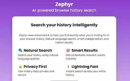 Zephyr AI powered history search  from Chrome web store to be run with OffiDocs Chromium online