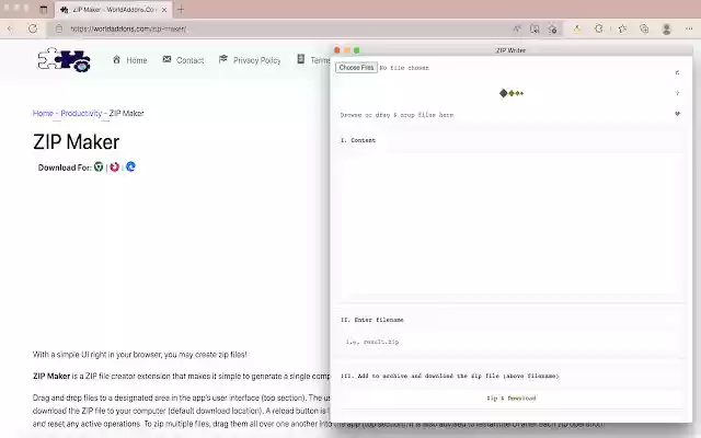 ZIP Maker  from Chrome web store to be run with OffiDocs Chromium online