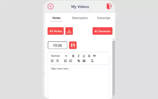ZippyNotes Take notes on YouTube videos  from Chrome web store to be run with OffiDocs Chromium online