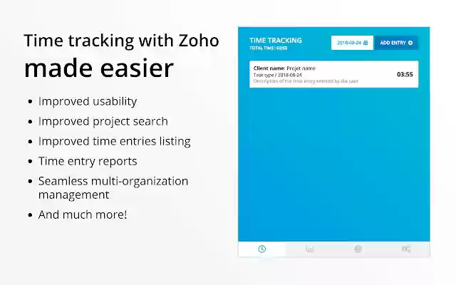 Zoho Books Easier Time Tracking  from Chrome web store to be run with OffiDocs Chromium online