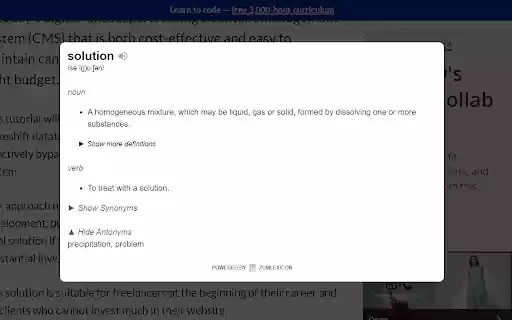ZumLexicon  from Chrome web store to be run with OffiDocs Chromium online
