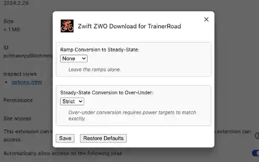 Zwift ZWO Download for TrainerRoad  from Chrome web store to be run with OffiDocs Chromium online