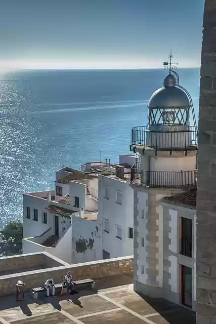 Free download sea lighthouse people peniscola free picture to be edited with GIMP free online image editor