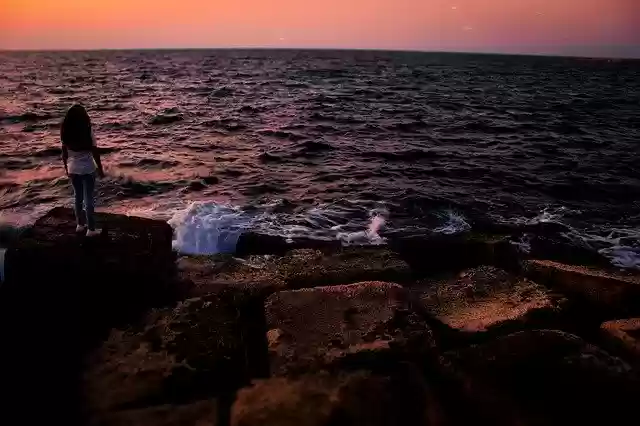 Free download Sea Rocks Girl -  free photo or picture to be edited with GIMP online image editor