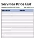 Download grátis Serviços Exemplo de lista de preços modelo DOC, XLS ou PPT gratuito para ser editado com o LibreOffice online ou OpenOffice Desktop online