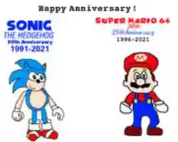 Free download Sonic The Hedgehogs 30th Anniversary and Super Mario 64s 25th Anniversary! free photo or picture to be edited with GIMP online image editor