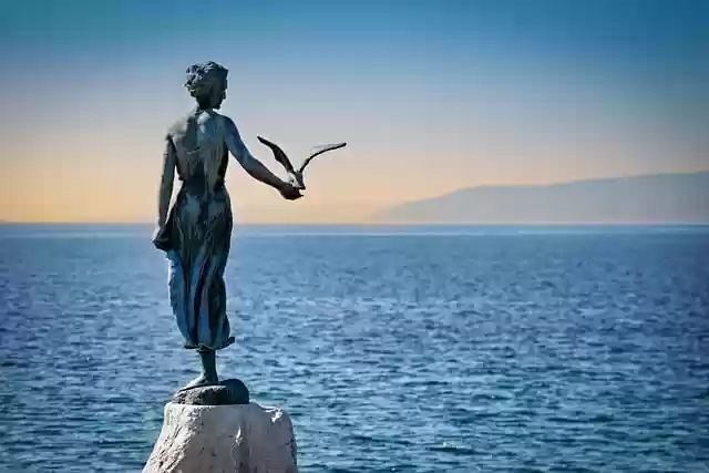 Free download statue sea opatija croatia water free picture to be edited with GIMP free online image editor