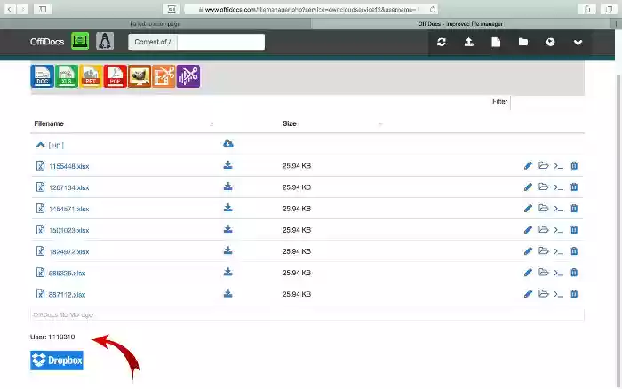 Akses terotentikasi ke ruang kerja online OffiDocs