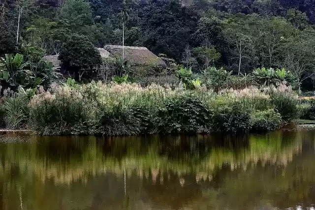 Free download Stilt Houses Lakes Mountain -  free photo or picture to be edited with GIMP online image editor