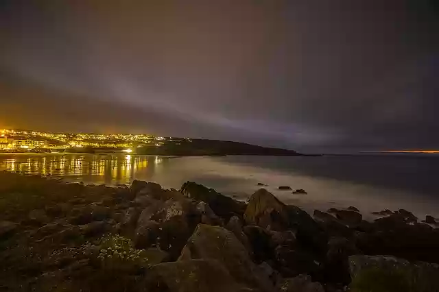 Free download st ives ebb night ocean england free picture to be edited with GIMP free online image editor