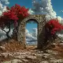 Stone Archway Leading Through Autumn Woods  screen for extension Chrome web store in OffiDocs Chromium