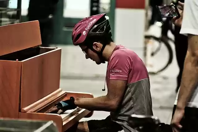 Free download Street Piano Bike Railway -  free photo or picture to be edited with GIMP online image editor