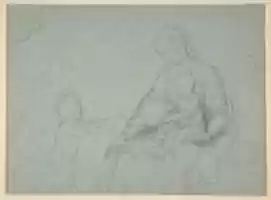 Free download Studies of Two Flying Putti and of Drapery (recto); Seated Virgin and Child, and Kneeling Child (verso) free photo or picture to be edited with GIMP online image editor