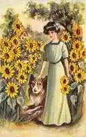 Free download Sunflower Girl With Dog (1907) free photo or picture to be edited with GIMP online image editor