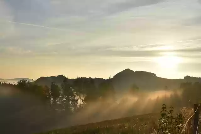 Free download sunrise fog haze foggy landscape free picture to be edited with GIMP free online image editor
