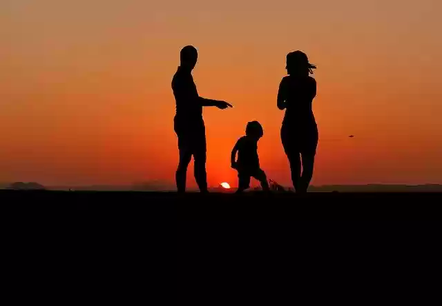 Free download Sunset Couple Child -  free photo or picture to be edited with GIMP online image editor