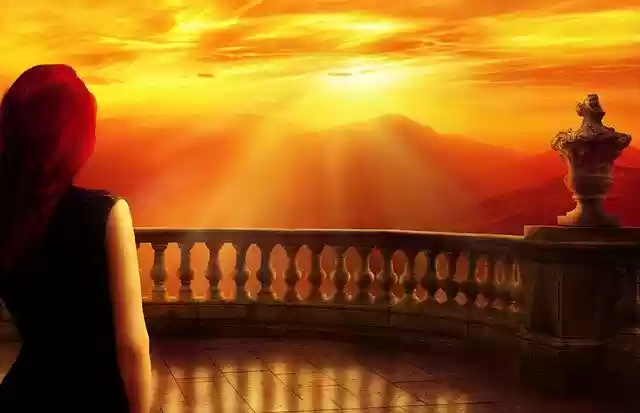 Free download sunset mountains landscape woman free picture to be edited with GIMP free online image editor