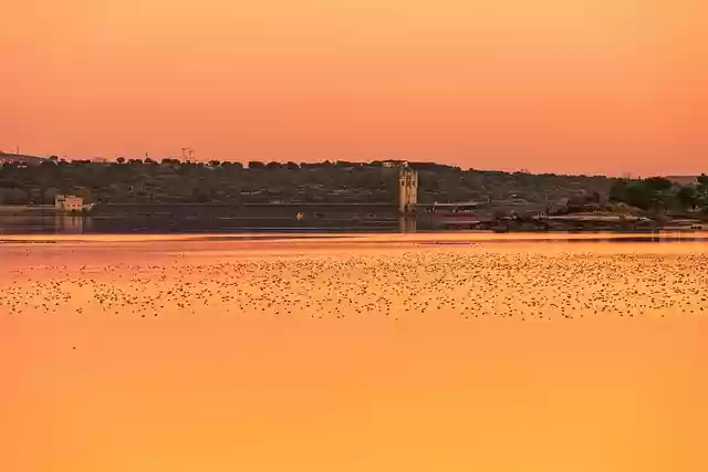 Free download sunset reservoir nature dusk free picture to be edited with GIMP free online image editor