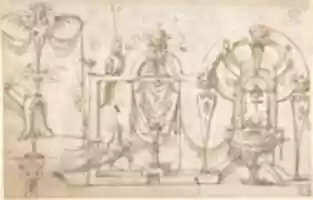 Free download Term and Seated Satyr - Grotesque Holding Shell - Dragons (recto); Winged Term and Other Terms with Grotesque Birds (verso) free photo or picture to be edited with GIMP online image editor
