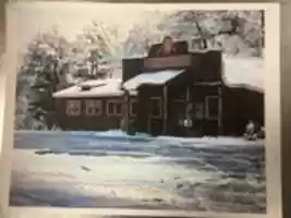 Free download The outside of The Blind Pig BBQ, covered in snow; no date. free photo or picture to be edited with GIMP online image editor