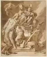 Free download The Virgin and Child Enthroned with Saint Sebastian and a Franciscan Saint free photo or picture to be edited with GIMP online image editor
