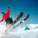 Thrilling Snow Adventure Theme – A Man Skiing Down the Slopes  screen for extension Chrome web store in OffiDocs Chromium