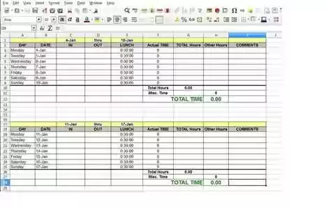 Libreng download na Template ng Time Sheet Para sa Dalawang Linggo na Pay Cycle DOC, XLS o PPT template na libreng i-edit gamit ang LibreOffice online o OpenOffice Desktop online