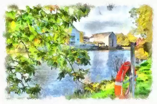 Free download Totnes River Bank -  free illustration to be edited with GIMP free online image editor