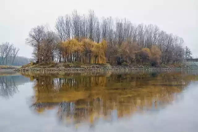 Free download trees island lake reflection free picture to be edited with GIMP free online image editor