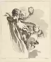 Free download Trois Amours dont un tient un couronne (There Loves, one of which is Holding a Crown), from Quatrieme Livre de Groupes dEnfans (Fourth Book of Groups of Children) free photo or picture to be edited with GIMP online image editor