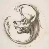 Free download Two Beasts and a Human Mask within a Circle free photo or picture to be edited with GIMP online image editor